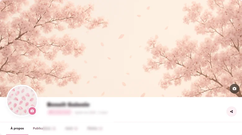 Page de profil wearcode (thème Sakura) ouverte en scannant le QR du dos