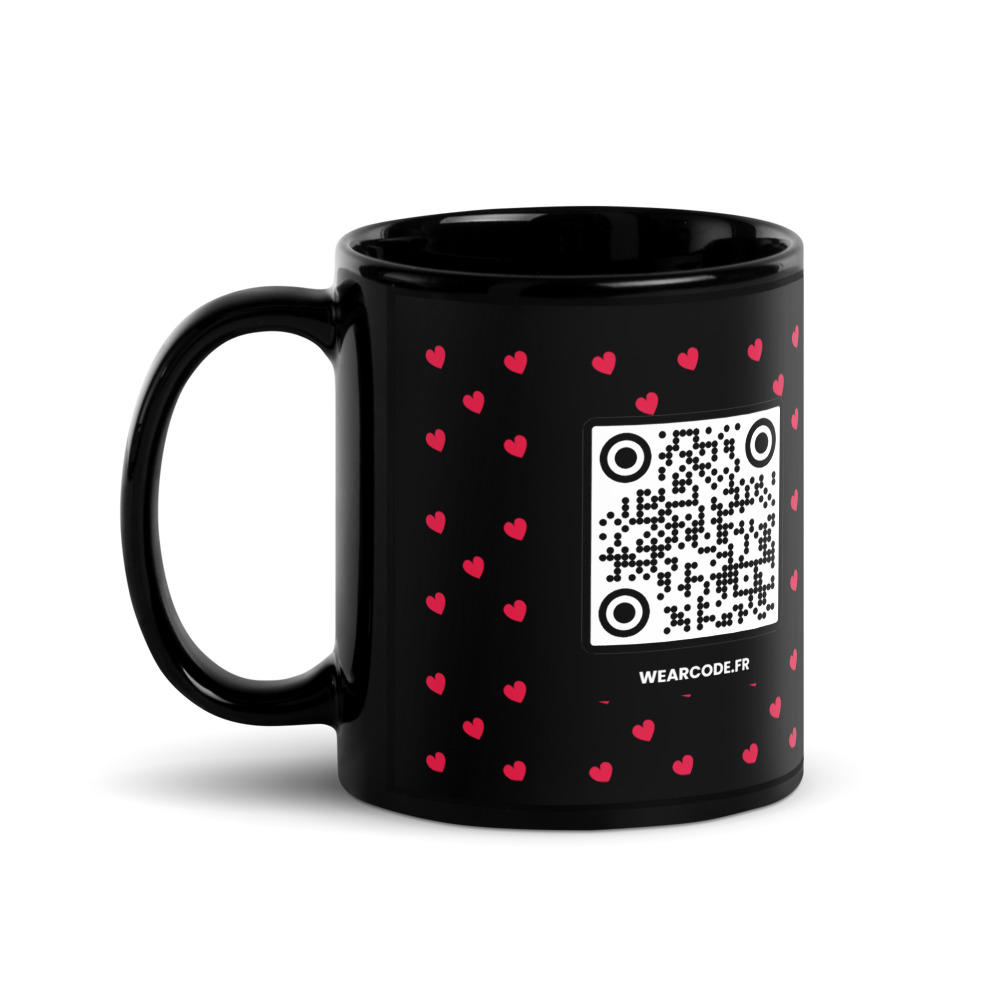 Mug noir personnalisé avec QR code wearcode