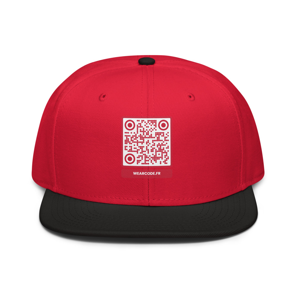 Casquette snapback rouge personnalisée avec QR code wearcode