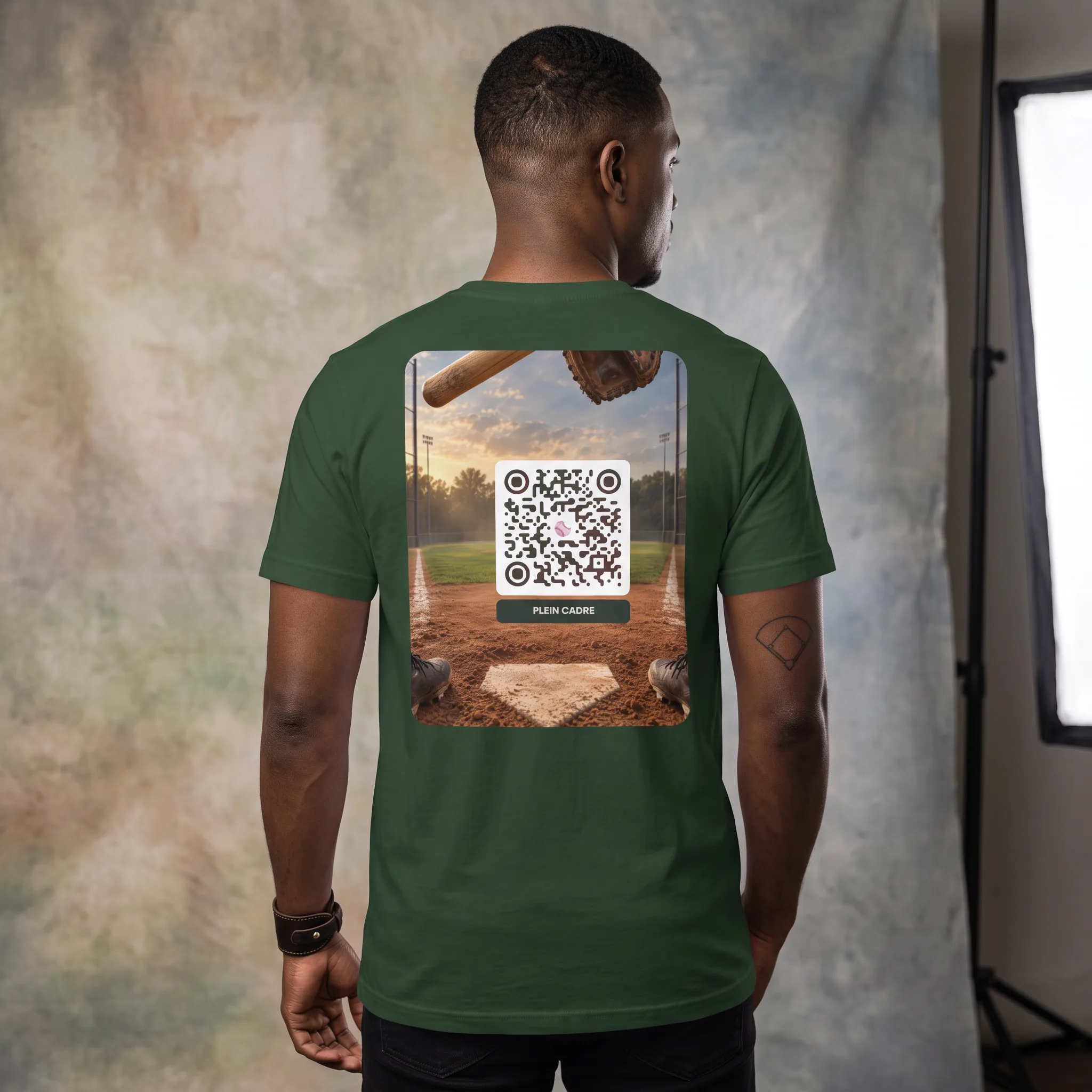 T-shirt QR Code Personnalisé — Bella+Canvas 3001 – Vert Forêt