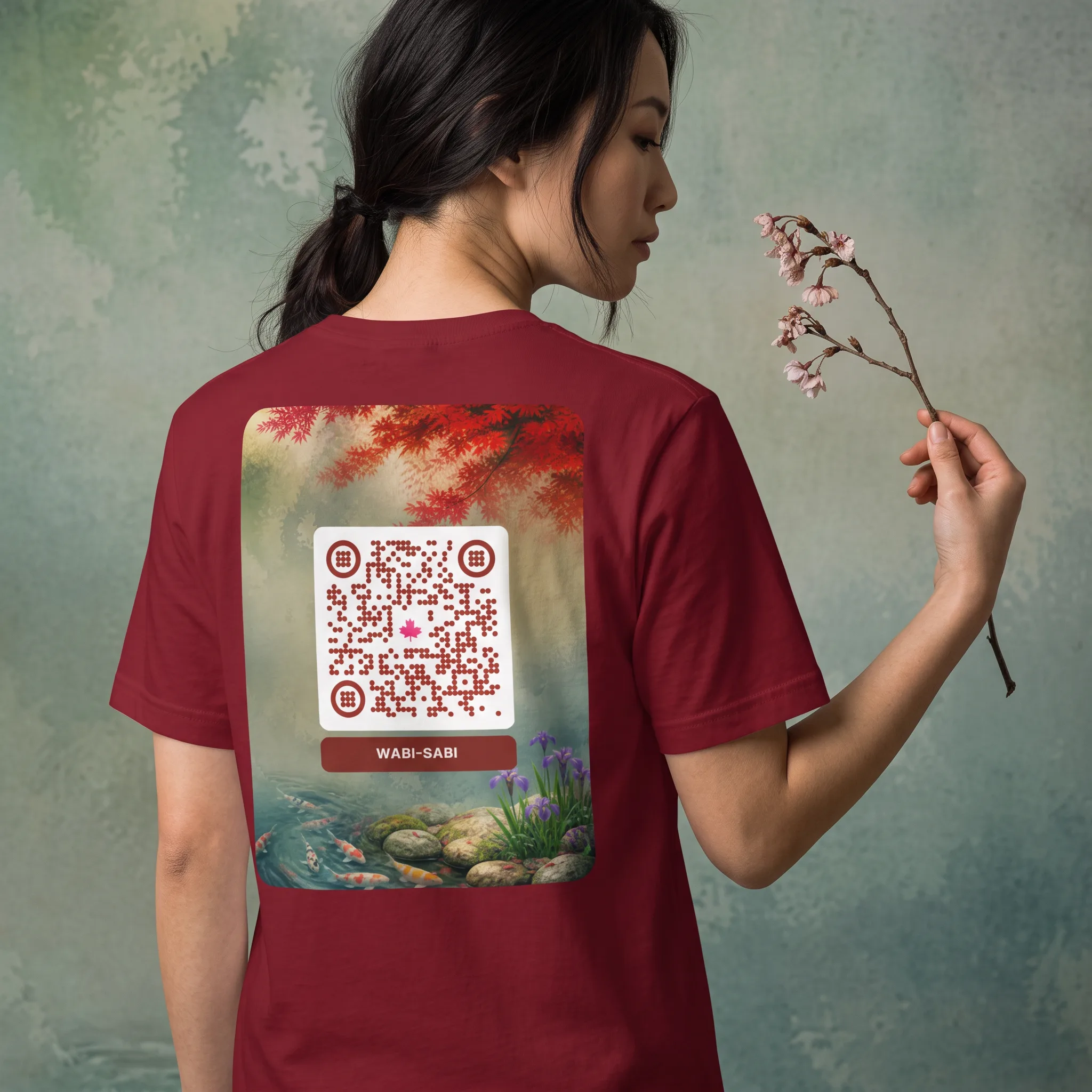 T-shirt QR Code Personnalisé — Bella+Canvas 3001 – Rouge Cardinal Chiné