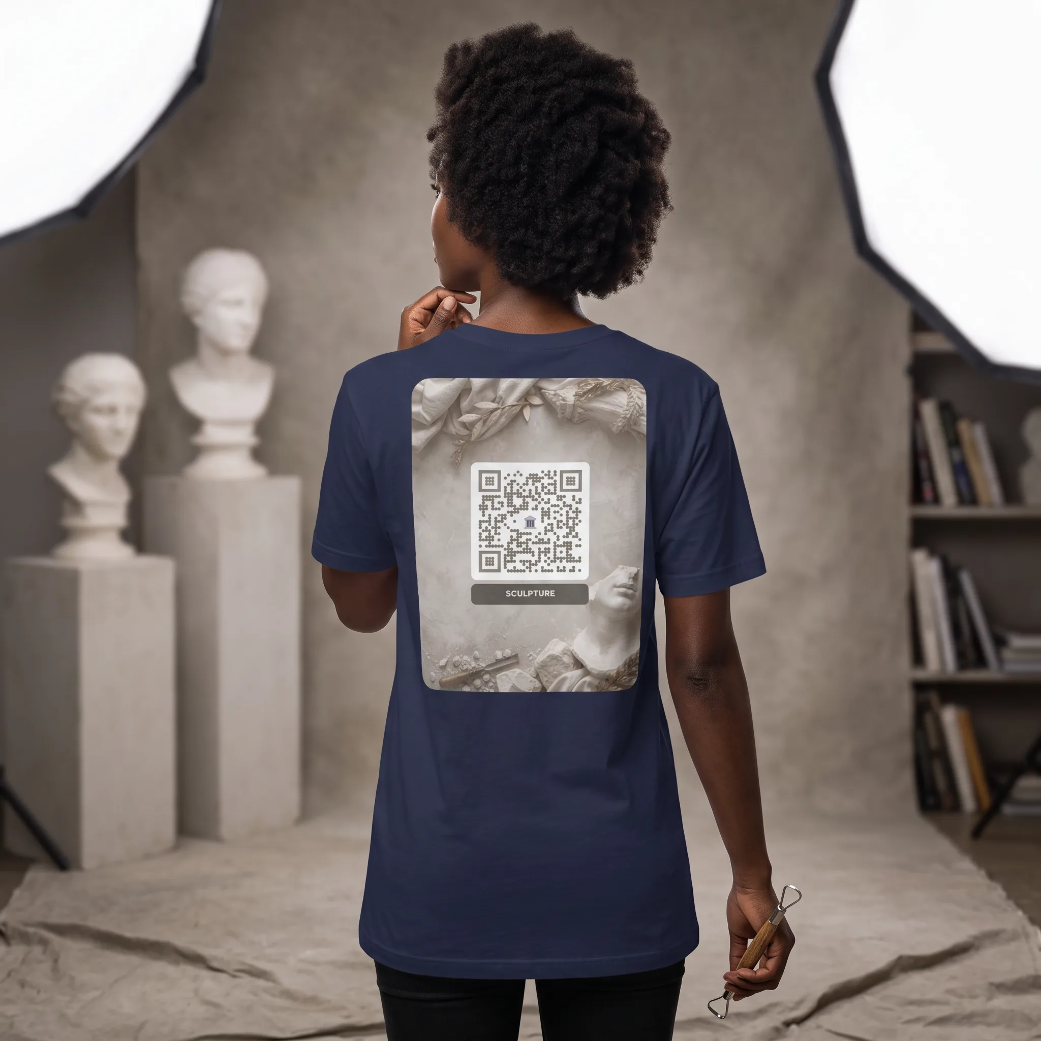 T-shirt QR Code Personnalisé — Bella+Canvas 3001 – Marine