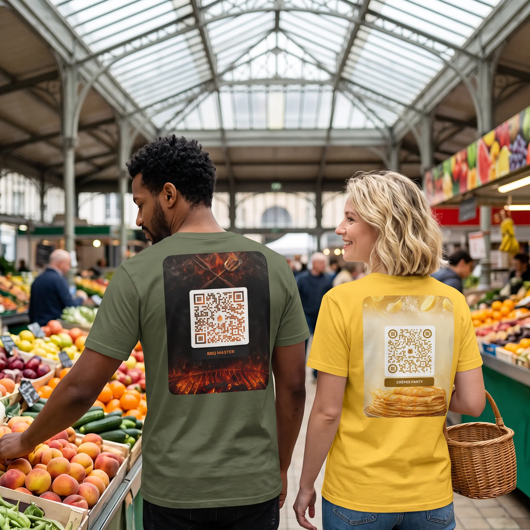 T-shirt QR code personnalisé unisexe — coton classique