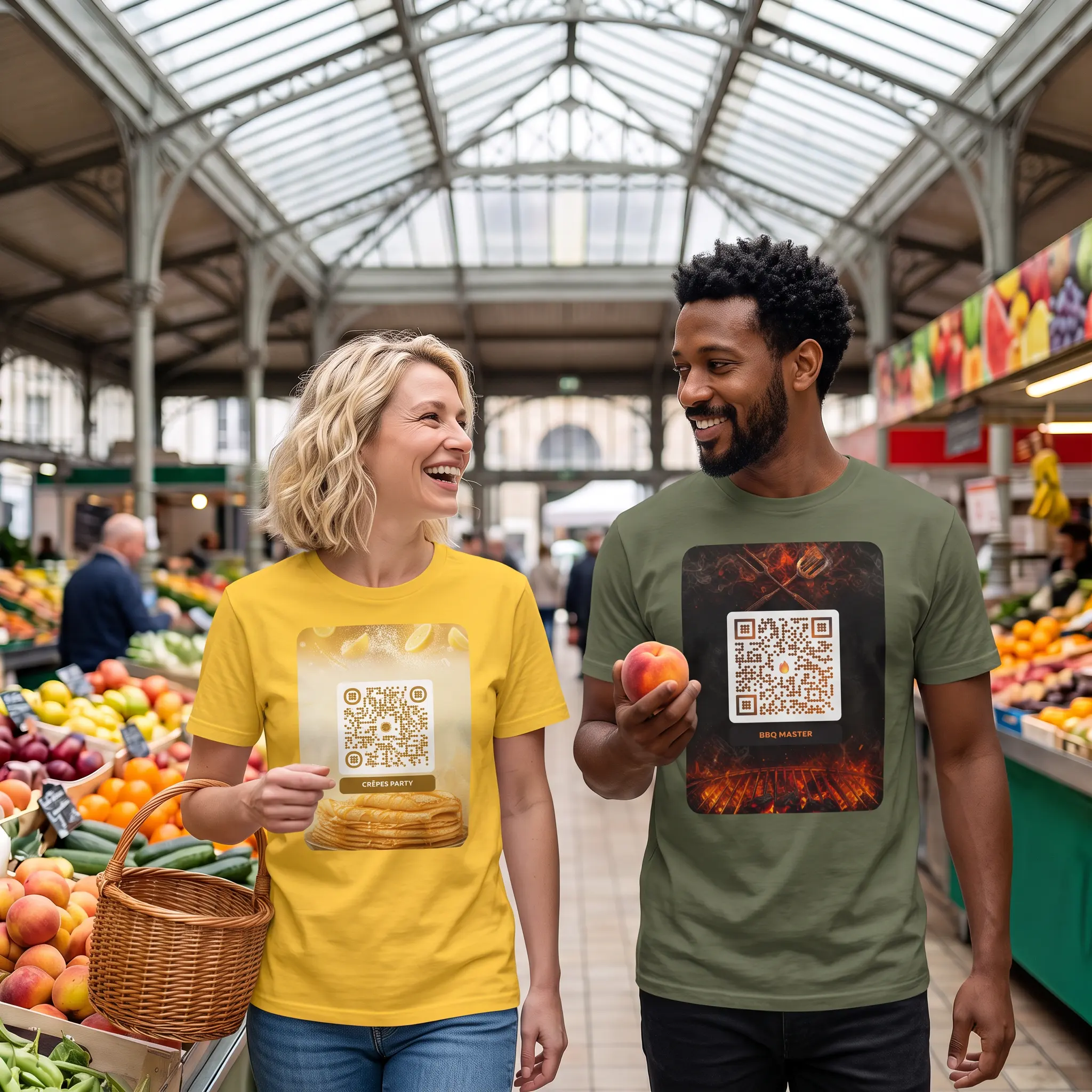T-shirt QR code personnalisé unisexe — coton classique