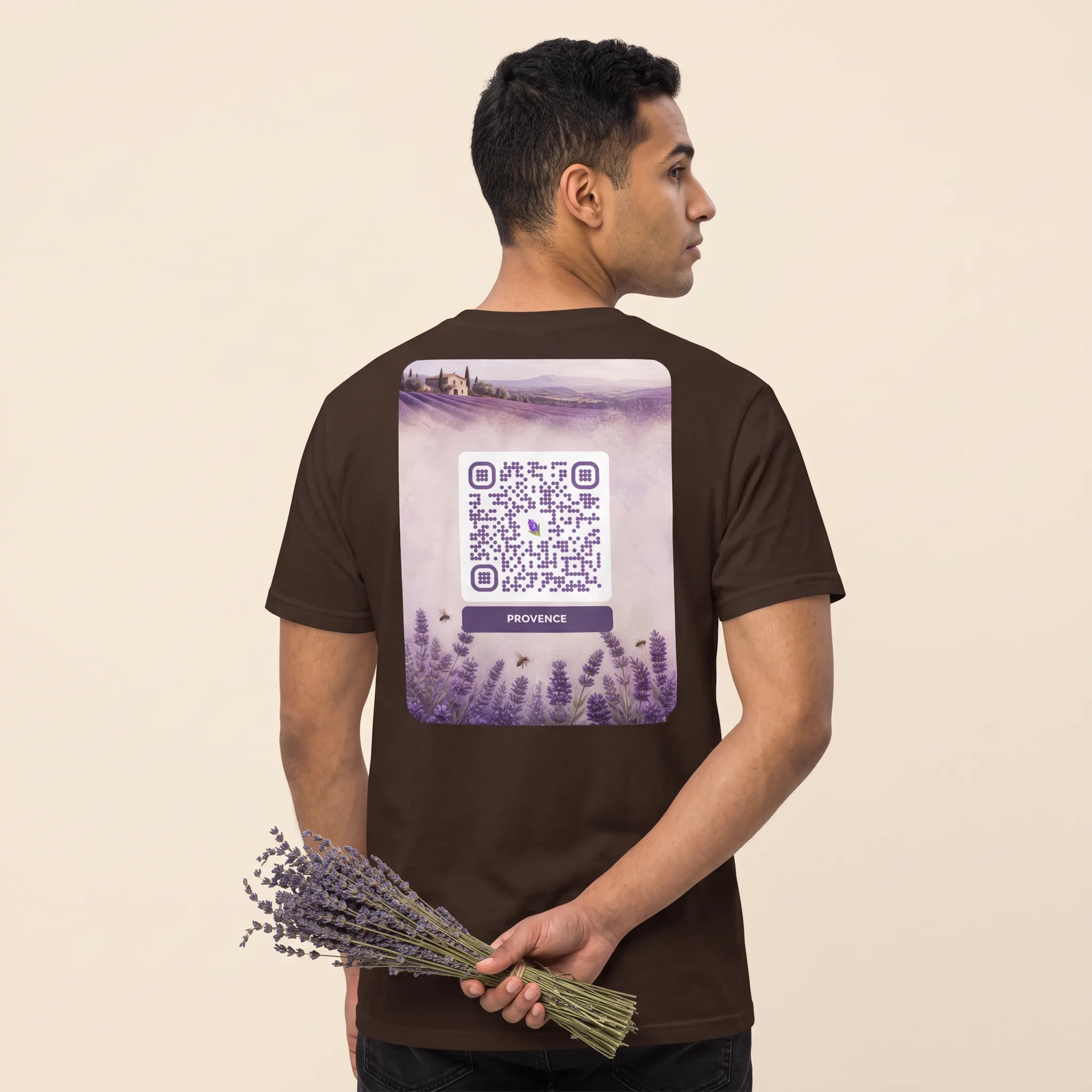 T-shirt QR code personnalisé unisexe — coton classique – Chocolat Noir