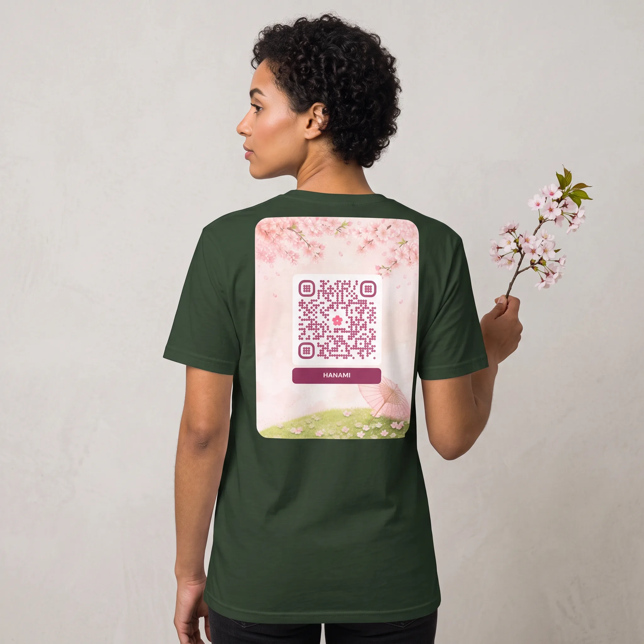 T-shirt QR code personnalisé unisexe — coton classique – Vert Forêt