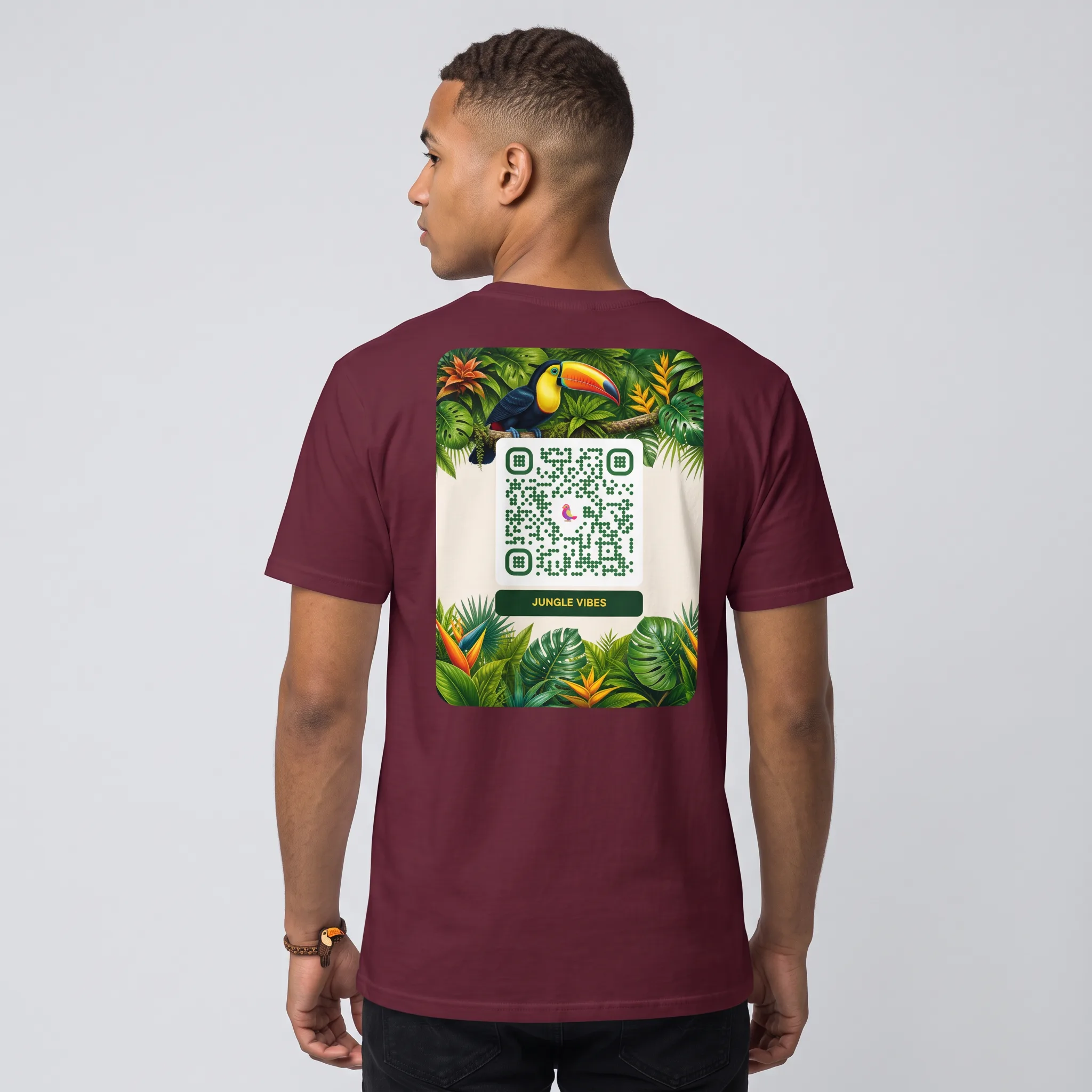 T-shirt QR code personnalisé unisexe — coton classique – Bordeaux