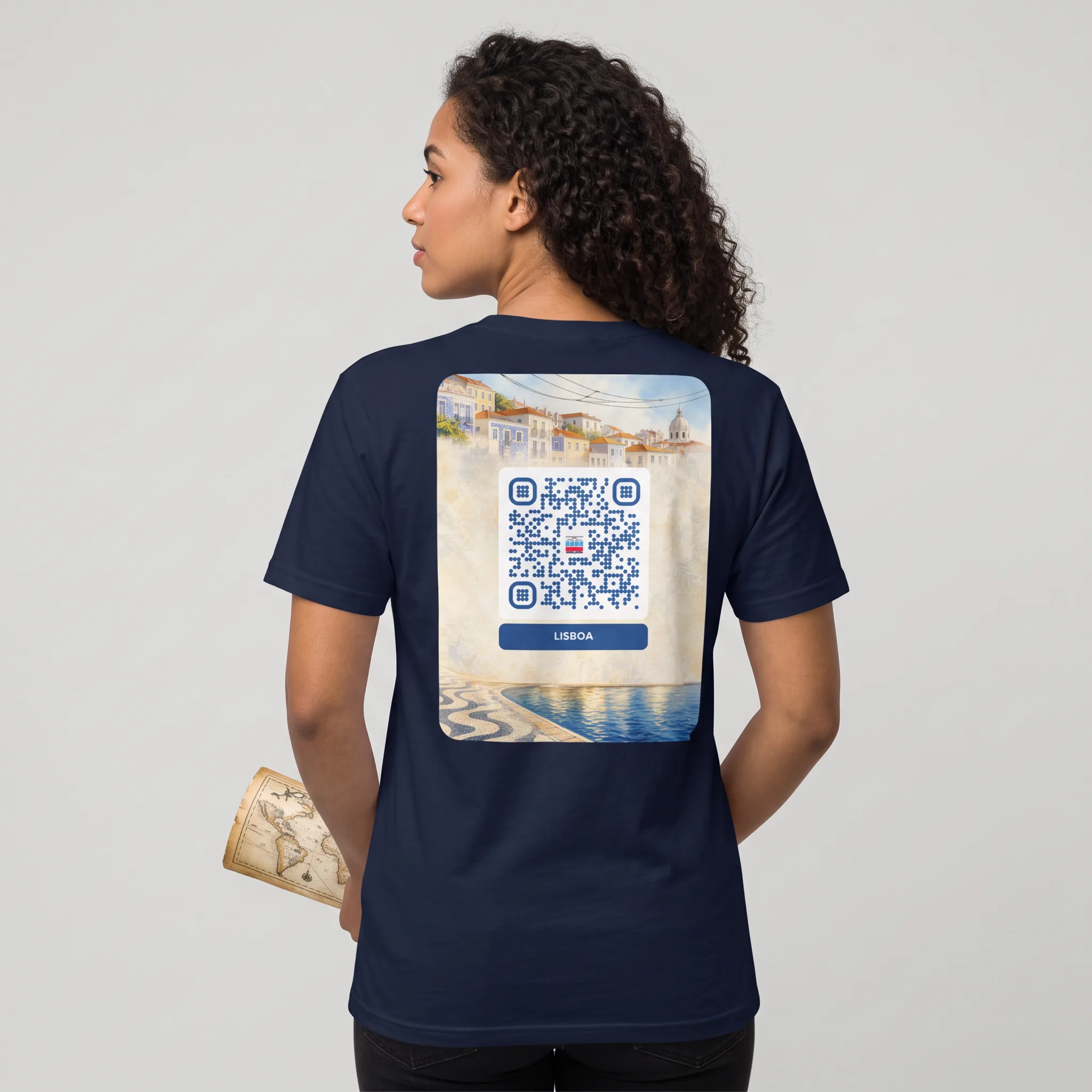 T-shirt QR code personnalisé unisexe — coton classique – Marine