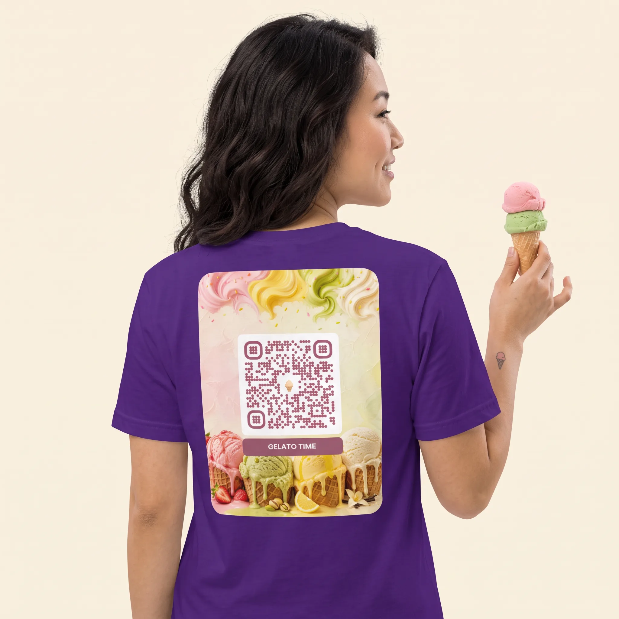 T-shirt QR code personnalisé unisexe — coton classique – Violet