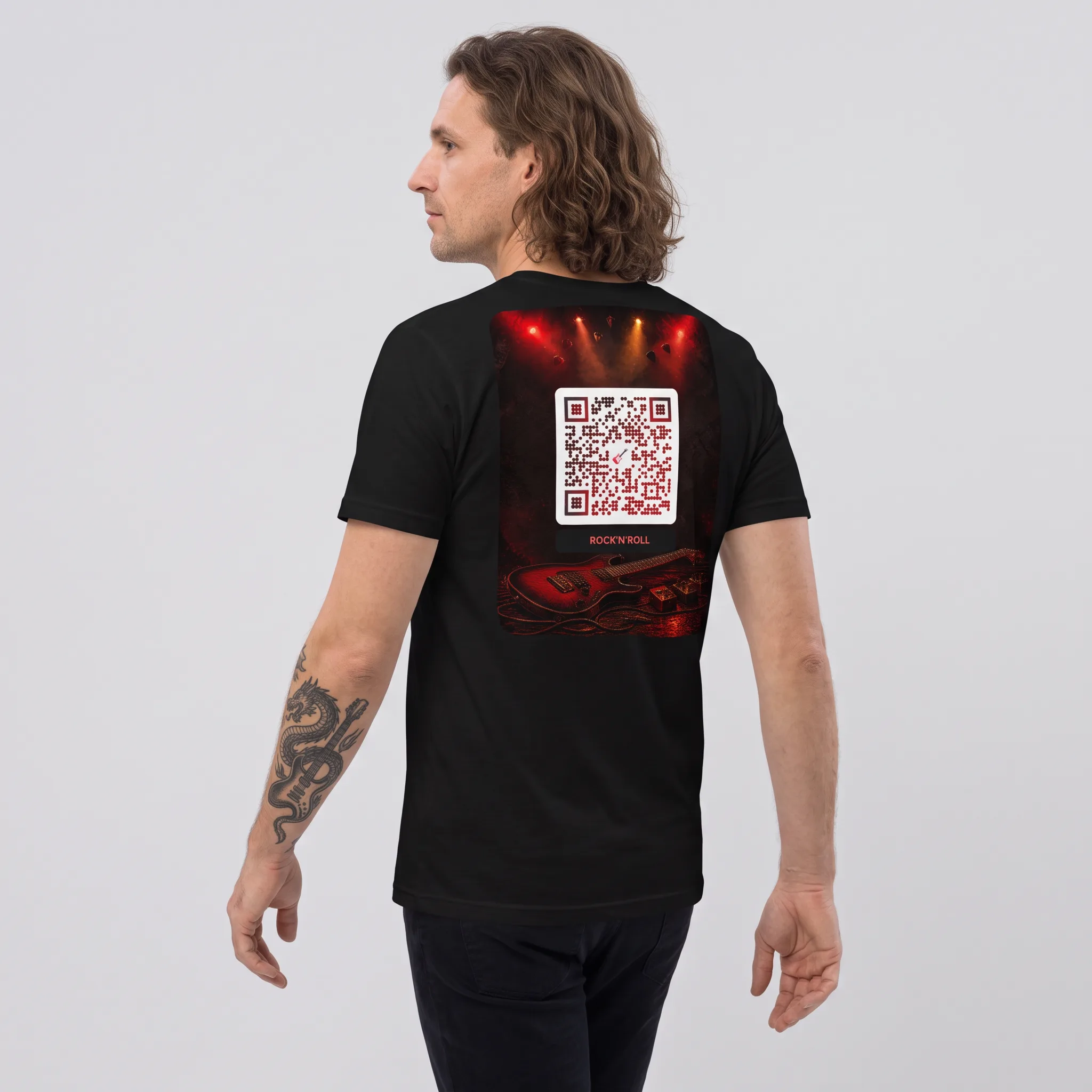 T-shirt QR code personnalisé homme — coupe ajustée slim – Noir