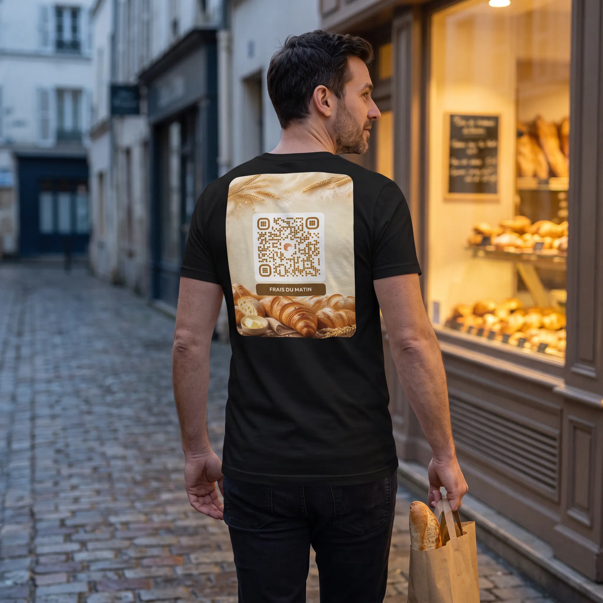 T-shirt QR code personnalisé homme — coupe ajustée slim