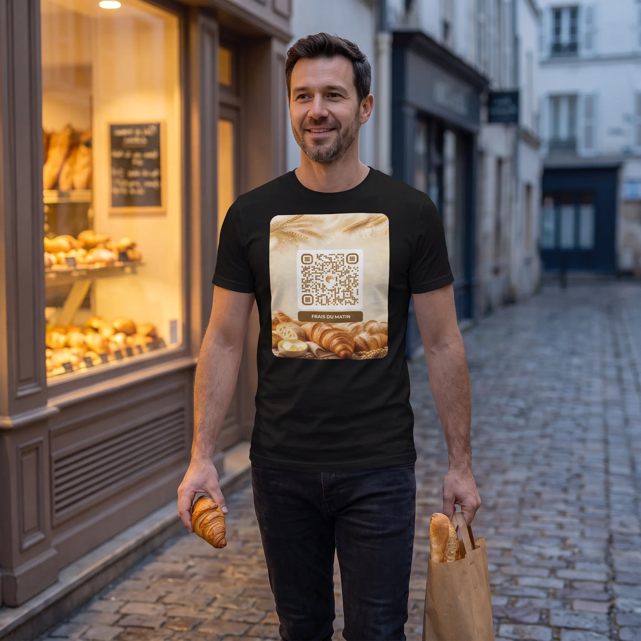 T-shirt QR code personnalisé homme — coupe ajustée slim