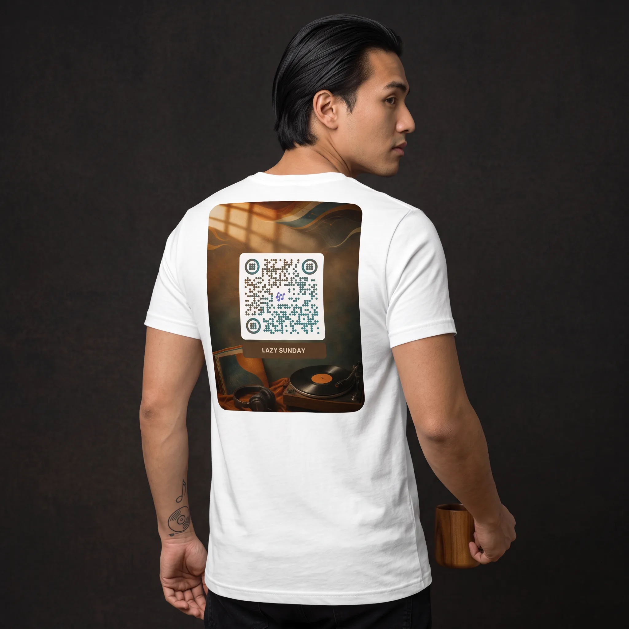 T-shirt QR code personnalisé homme — coupe ajustée slim – Blanc