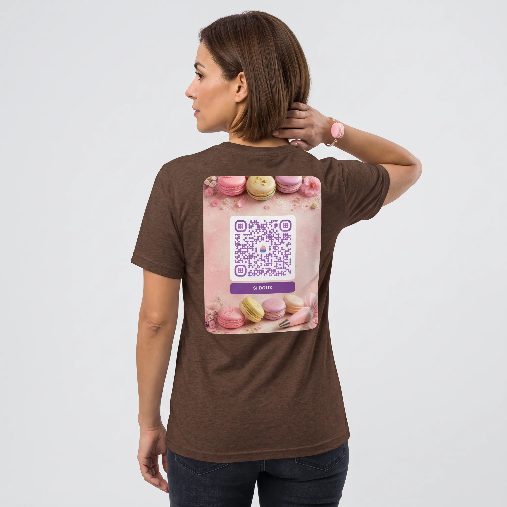T-shirt QR code personnalisé tri-blend — toucher vintage ultra-doux – Marron Triblend