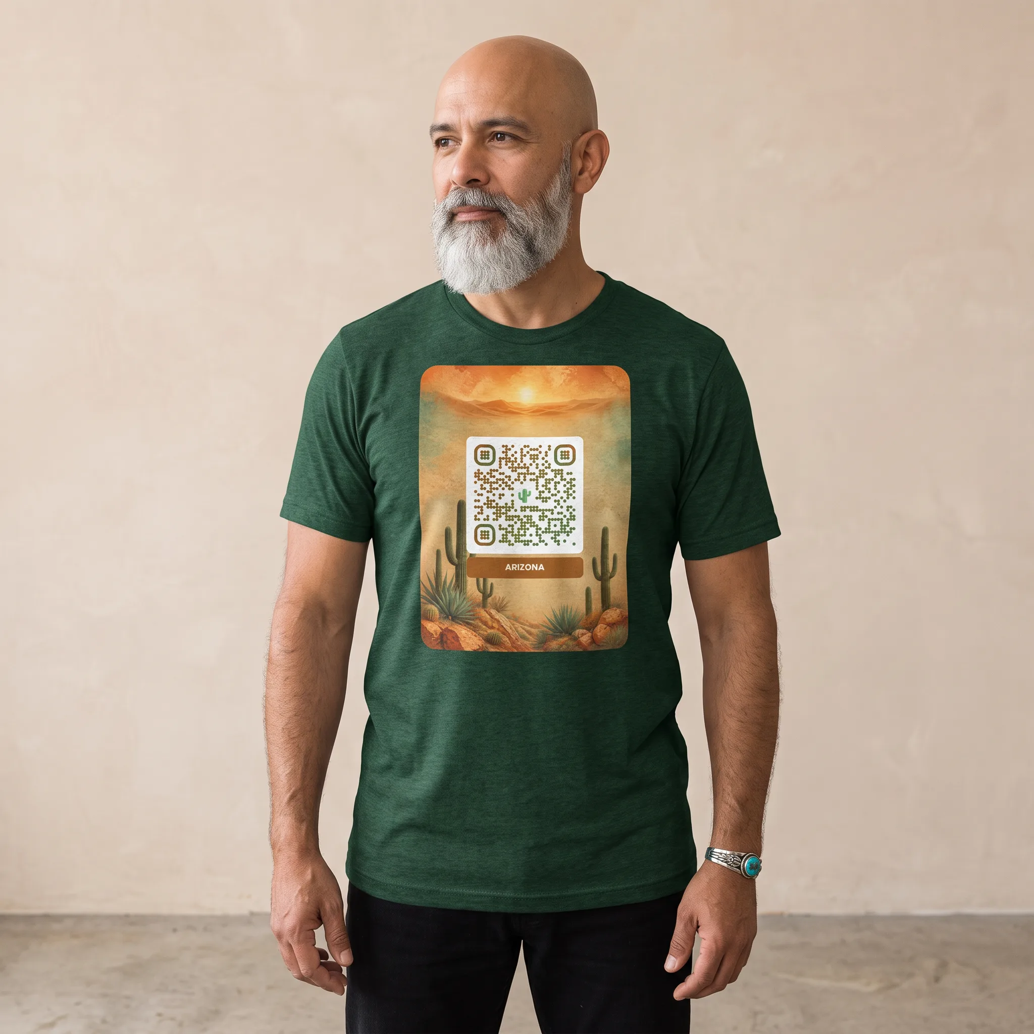 T-shirt QR code personnalisé tri-blend — toucher vintage ultra-doux – Émeraude Triblend