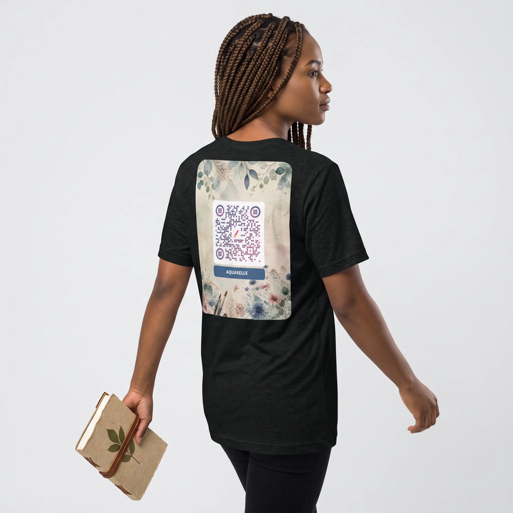 T-shirt QR code personnalisé tri-blend — toucher vintage ultra-doux – Noir Uni Triblend