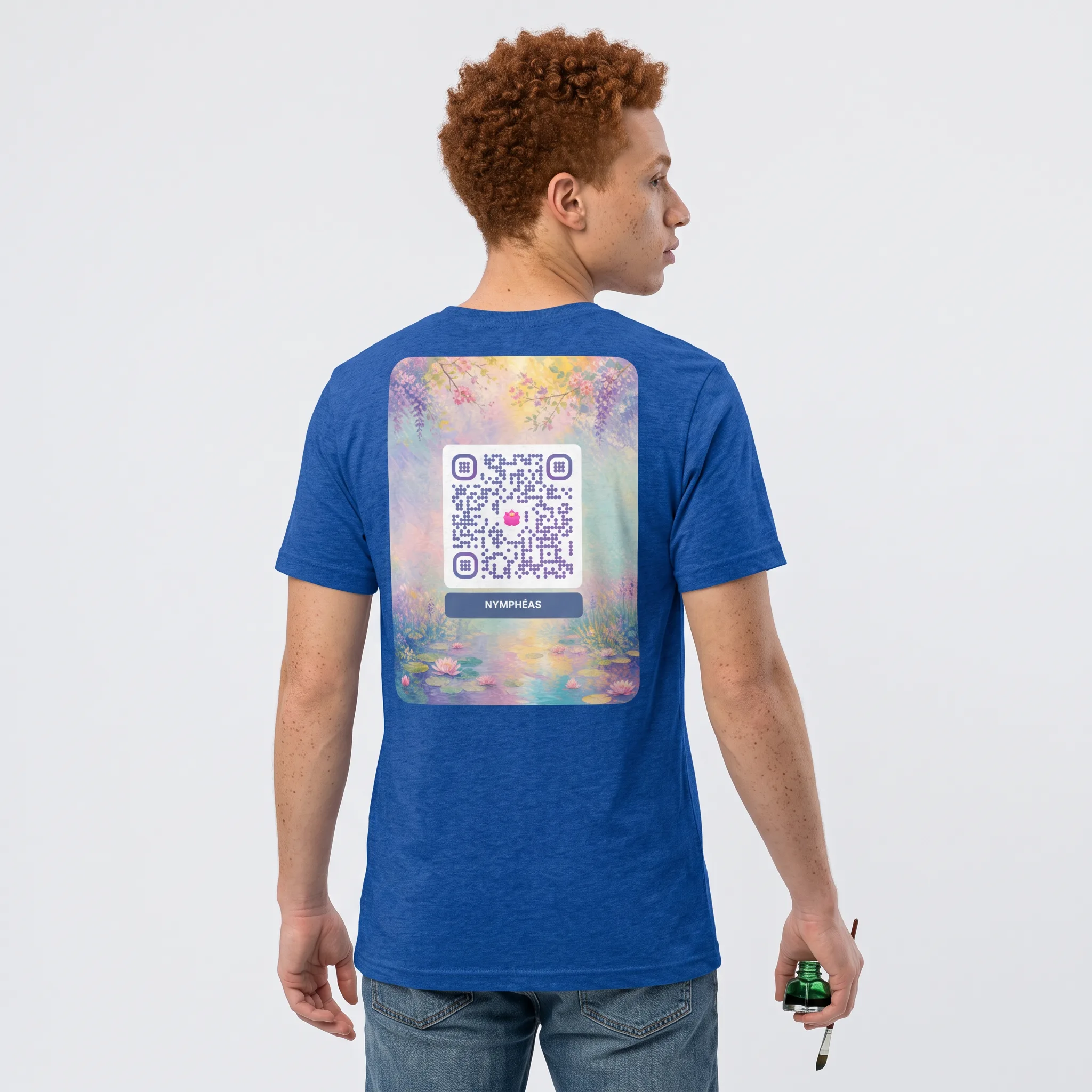 T-shirt QR code personnalisé tri-blend — toucher vintage ultra-doux – Bleu Royal Triblend