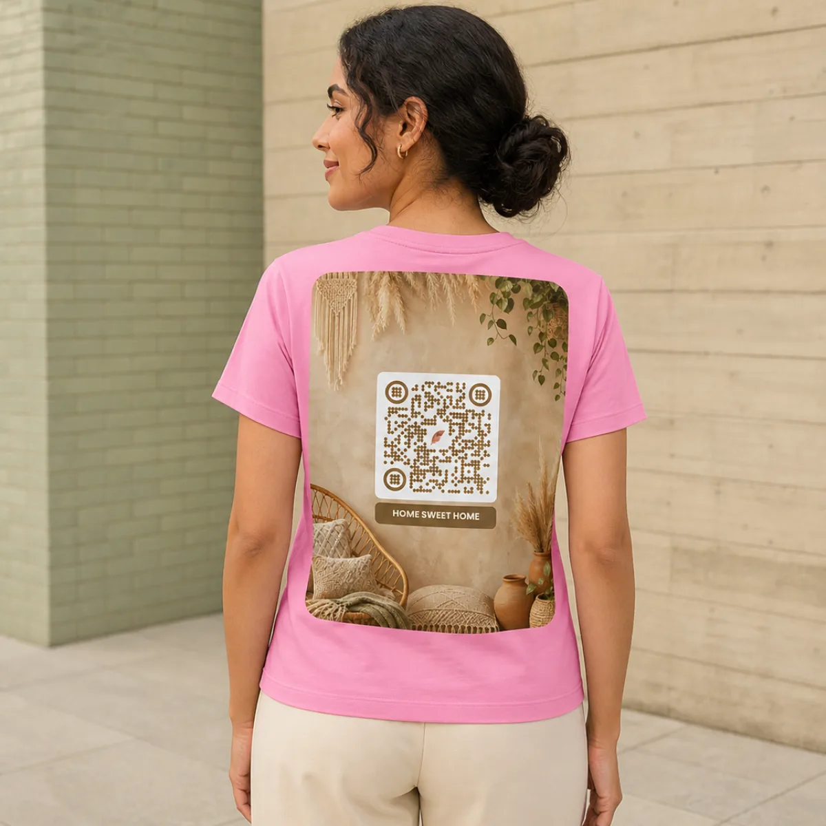 T-shirt QR code femme col côtelé bio — coupe ajustée flatteuse