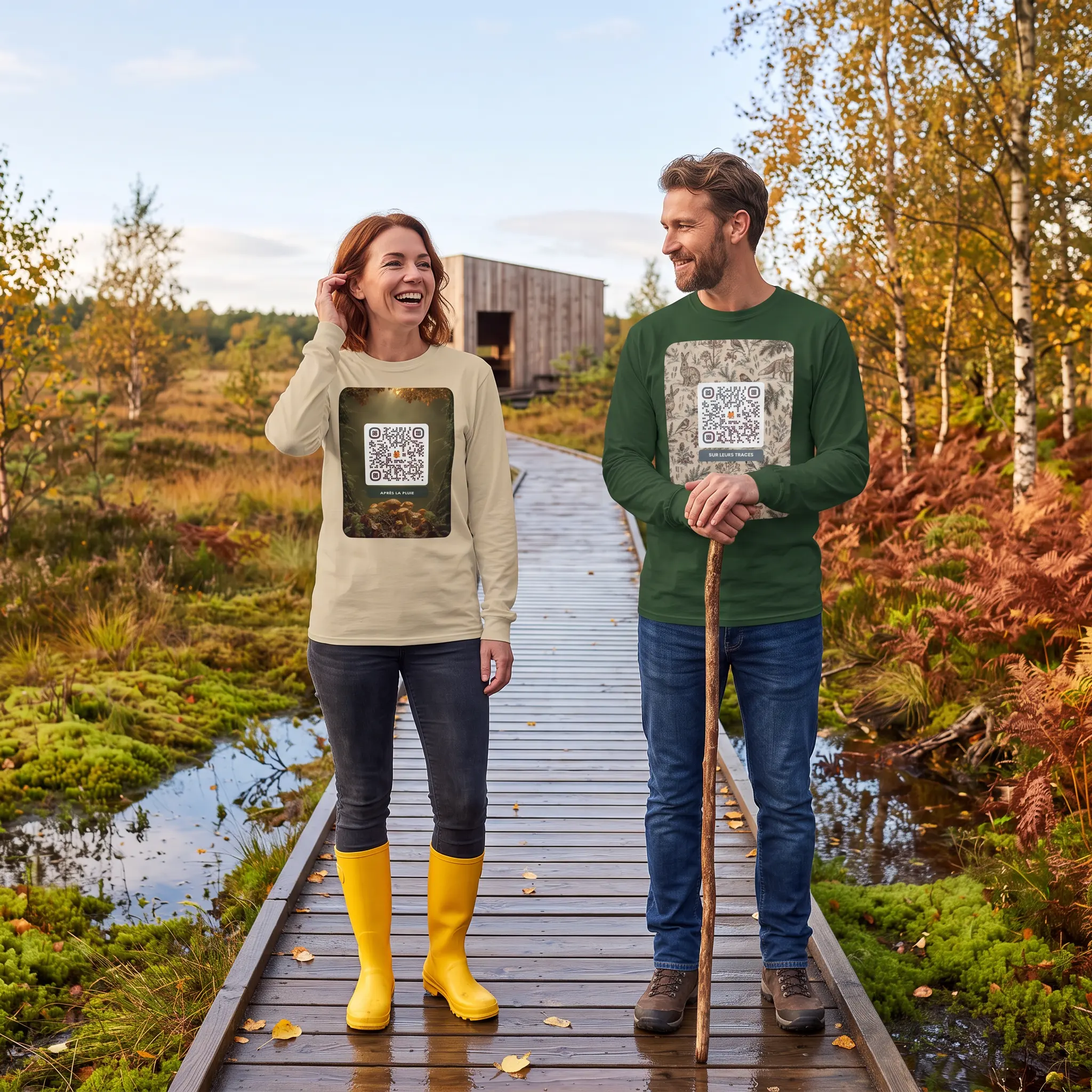 T-shirt manches longues QR code unisex — 15 couleurs jusqu'au 5XL