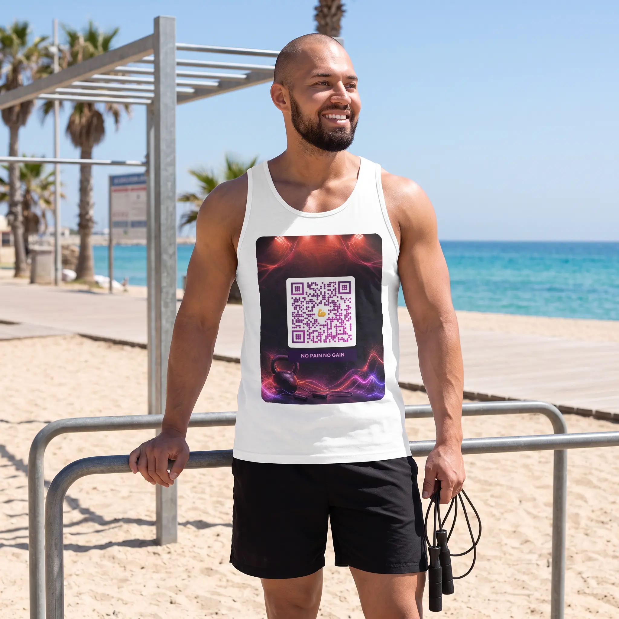 Débardeur QR code homme — muscle tank classique été