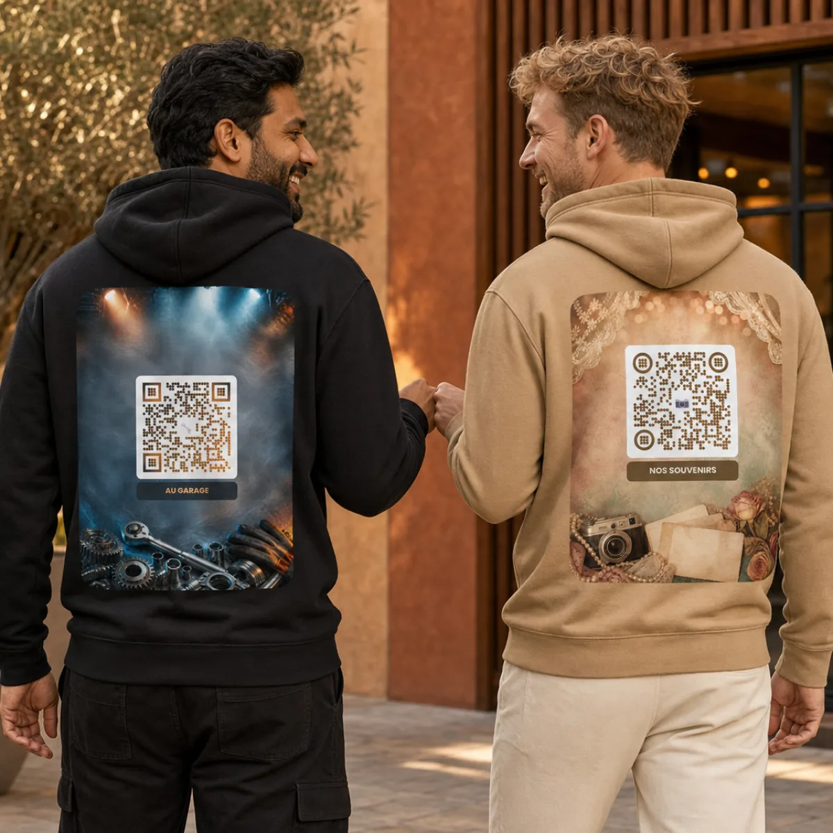 Sweat capuche premium QR — 23 couleurs cozy palette designer — Bleu Caroline