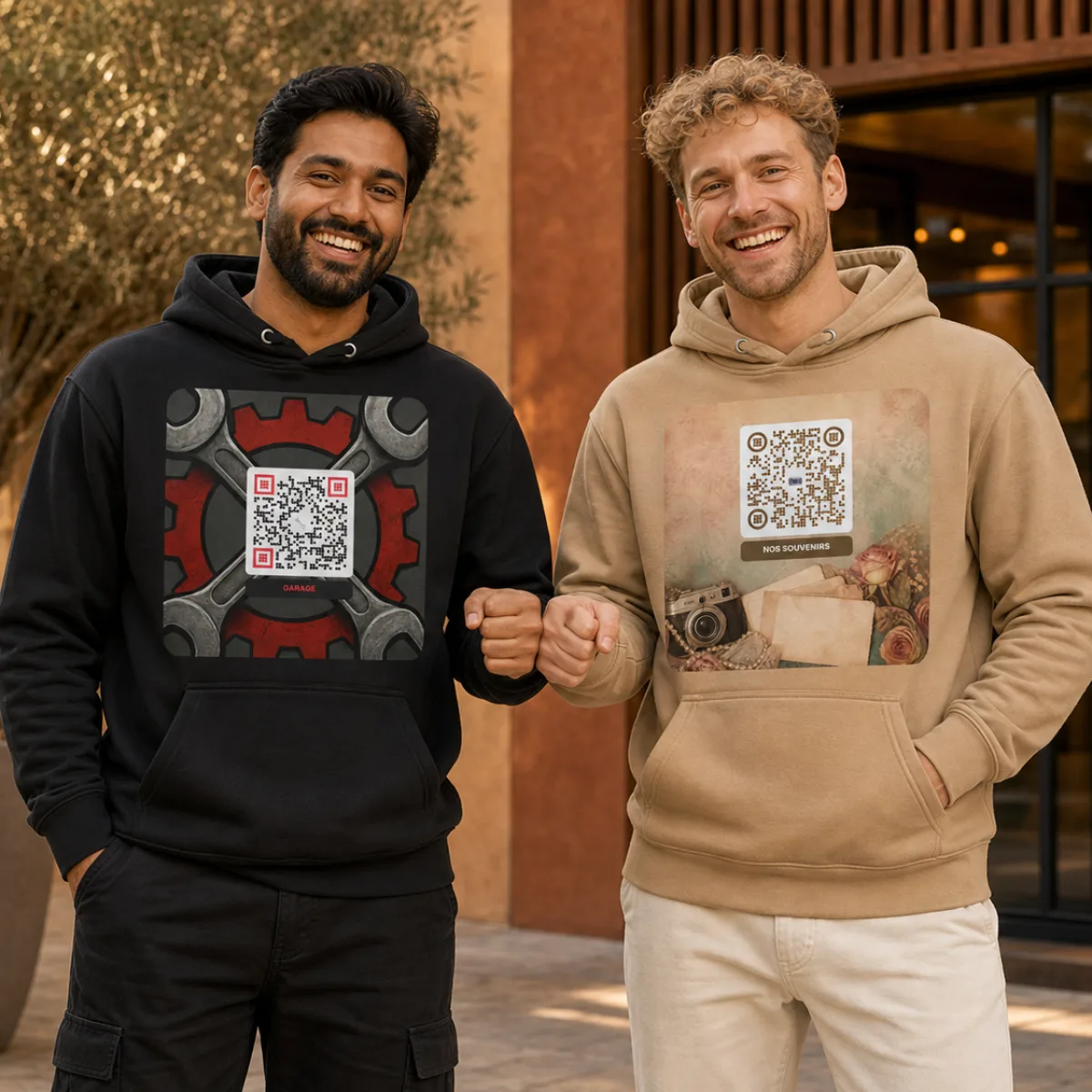 Sweat capuche premium QR — 23 couleurs cozy palette designer