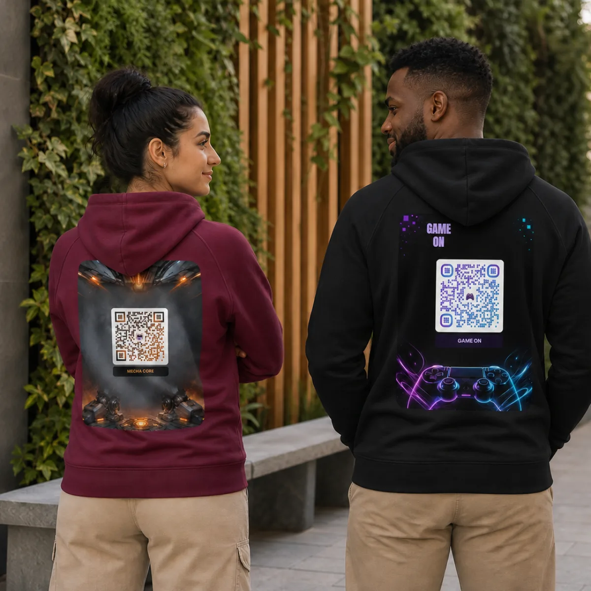 Sweat capuche raglan éco QR unisex — coton bio responsable