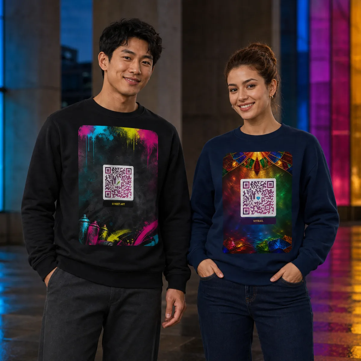 Sweat éco bio QR Stanley/Stella — col rond essentiel minimaliste