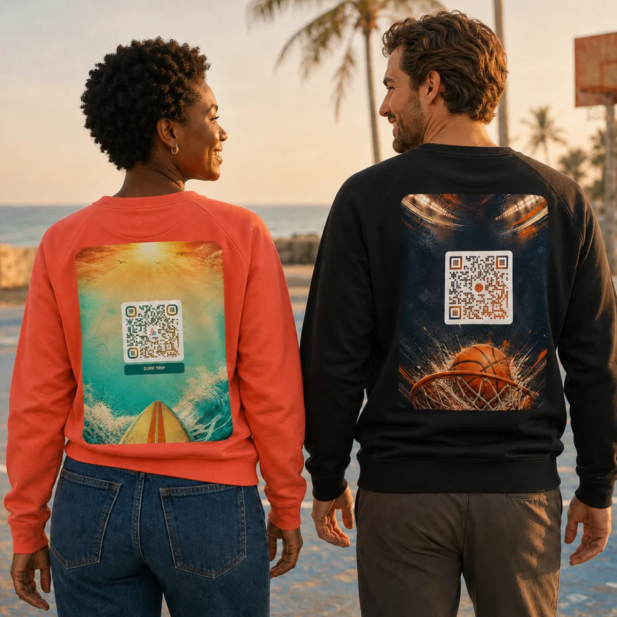 Sweat raglan éco col rond QR — vintage 70s sport bio responsable