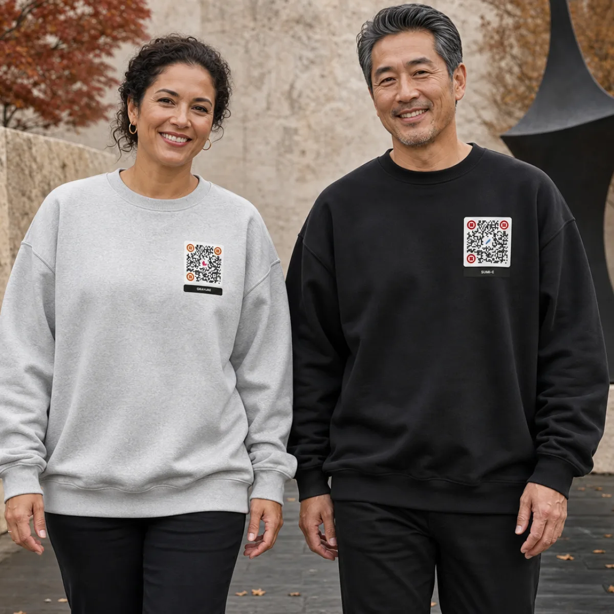 Sweat oversize QR éco bio Stanley/Stella — col rond drop-shoulder