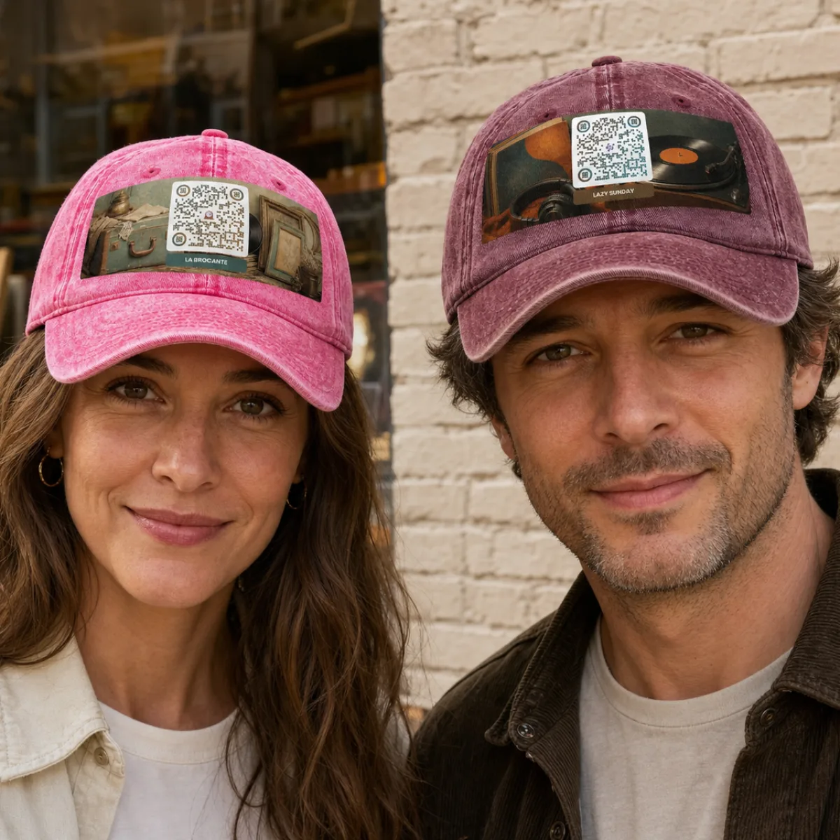 Casquette dad cap QR vintage washed — coton twill délavé low-profile
