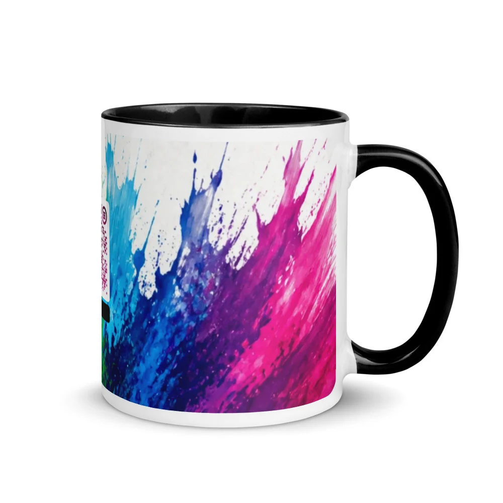Mug céramique QR code personnalisé — bicolor rebord poignée intérieur sublimation – Noir