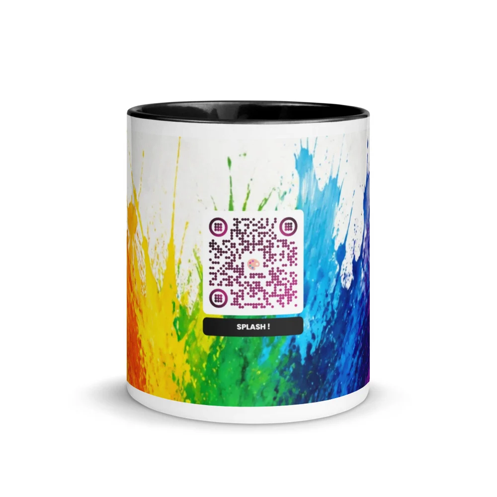 Mug céramique QR code personnalisé — bicolor rebord poignée intérieur sublimation — Bleu foncé