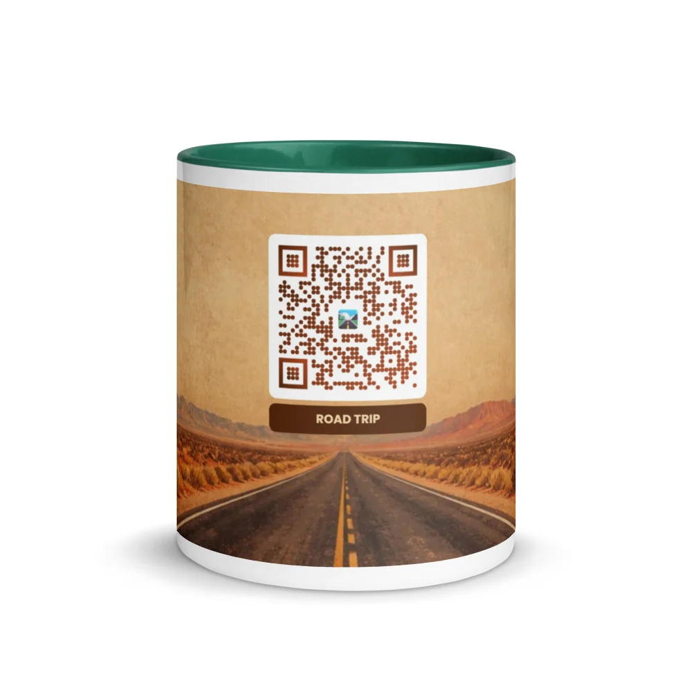 Mug céramique QR code personnalisé — bicolor rebord poignée intérieur sublimation – Vert foncé