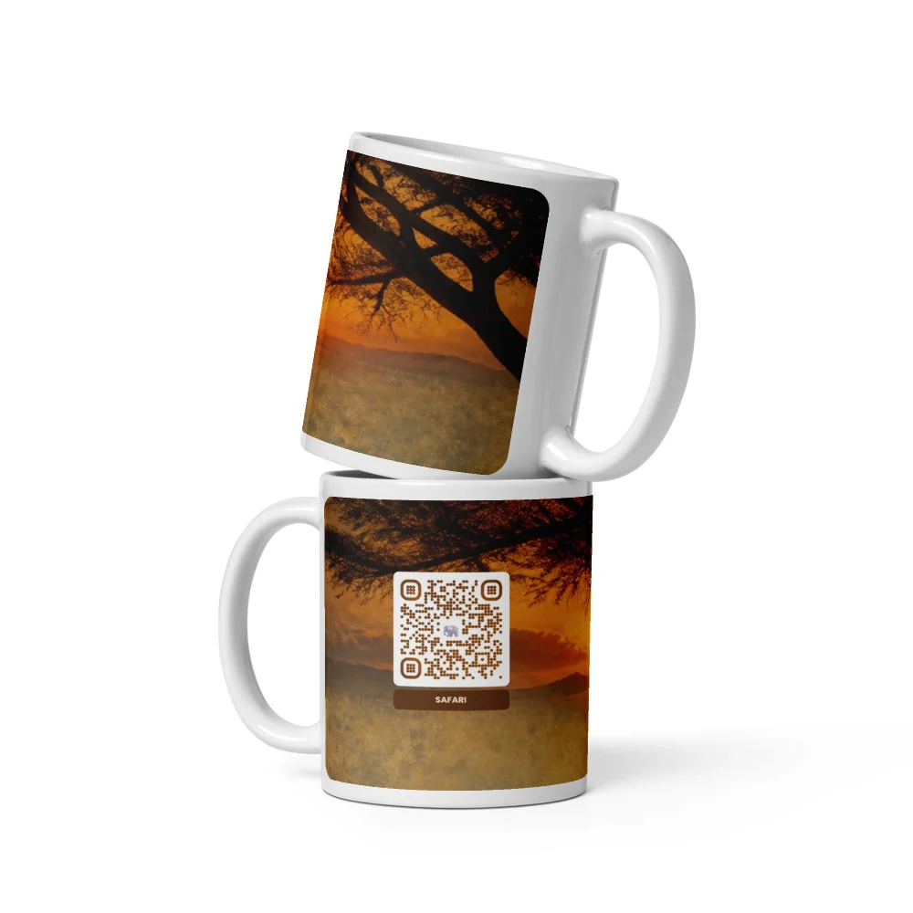 Mug blanc brillant QR code personnalisé — 3 tailles 11/15/20 oz céramique sublimation — Blanc