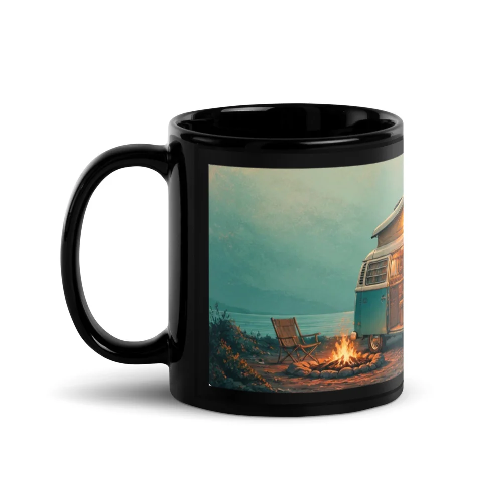 Mug noir brillant QR code personnalisé — design statement contraste inverse sublimation – Noir