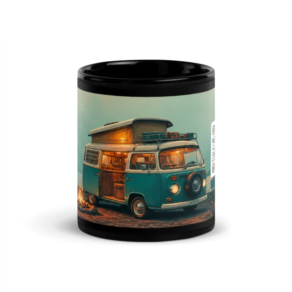 Mug noir brillant QR code personnalisé — design statement contraste inverse sublimation – Noir