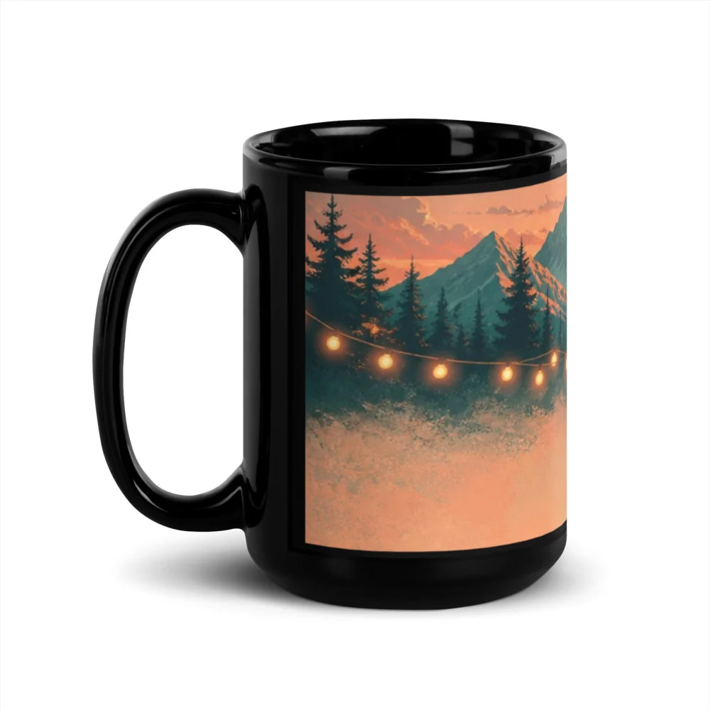 Mug noir brillant QR code personnalisé — design statement contraste inverse sublimation – Noir