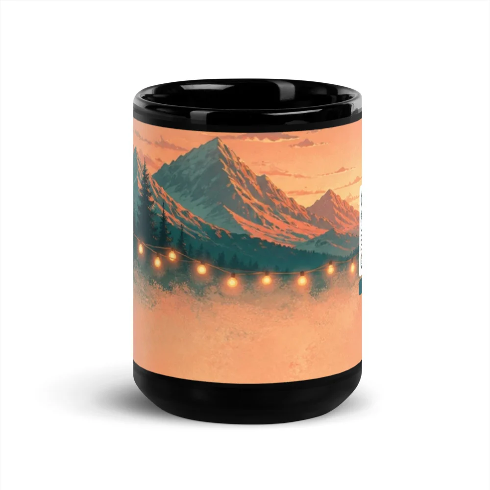 Mug noir brillant QR code personnalisé — design statement contraste inverse sublimation – Noir
