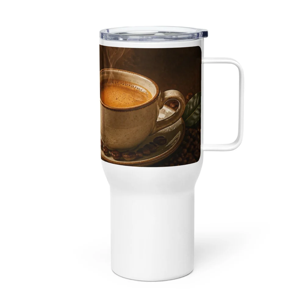Travel mug XL anse QR code personnalisé — gourde géante style tendance 25/40 oz acier inox – Blanc