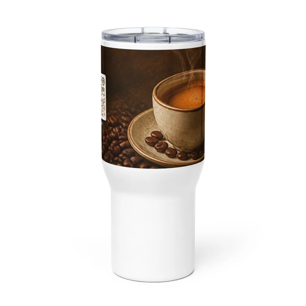 Travel mug XL anse QR code personnalisé — gourde géante style tendance 25/40 oz acier inox – Blanc