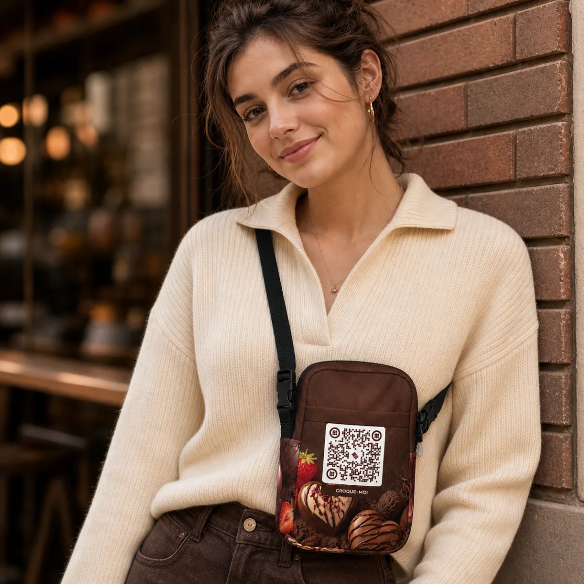 Sac à bandoulière QR code personnalisé — impression all-over