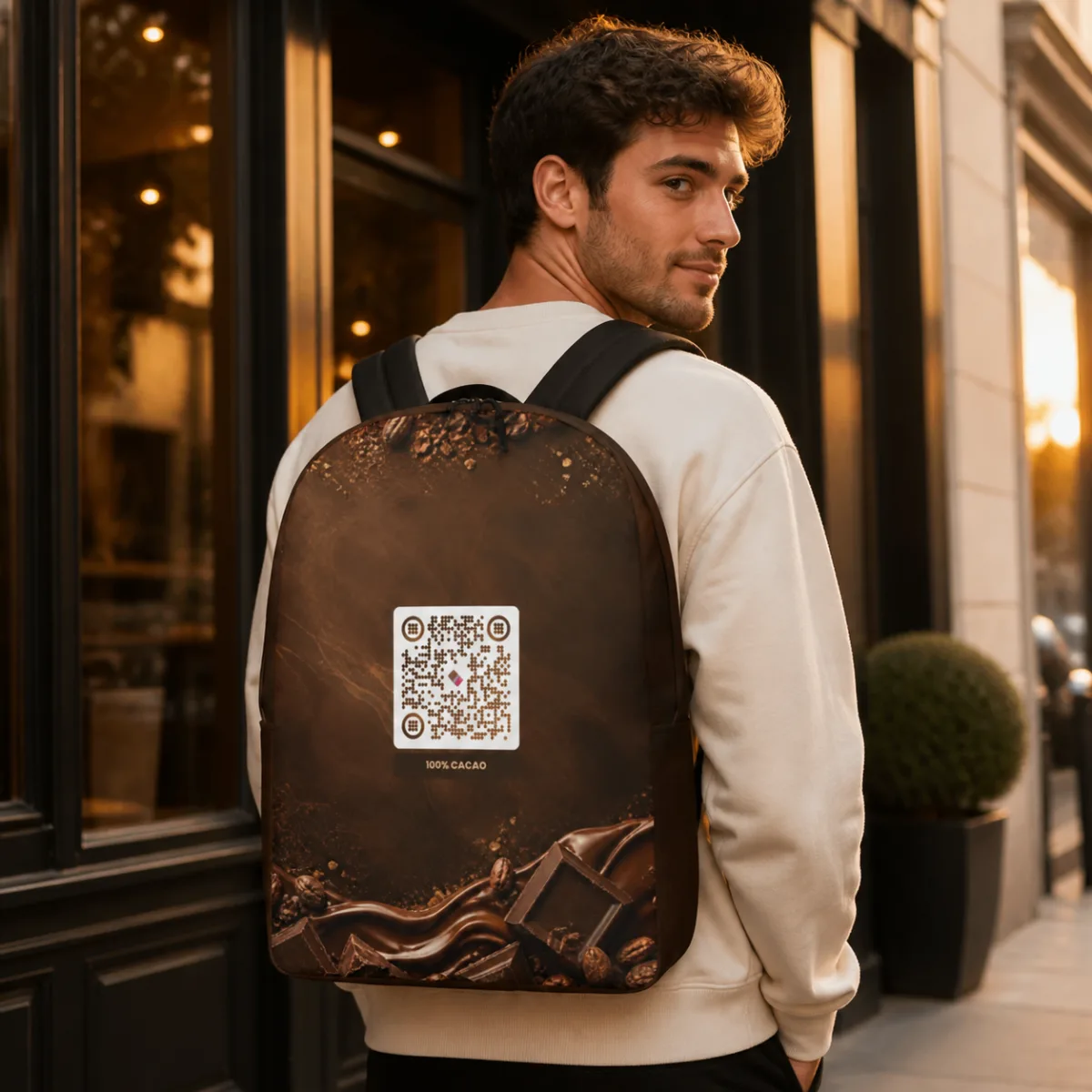 Sac à dos QR code personnalisé — impression all-over