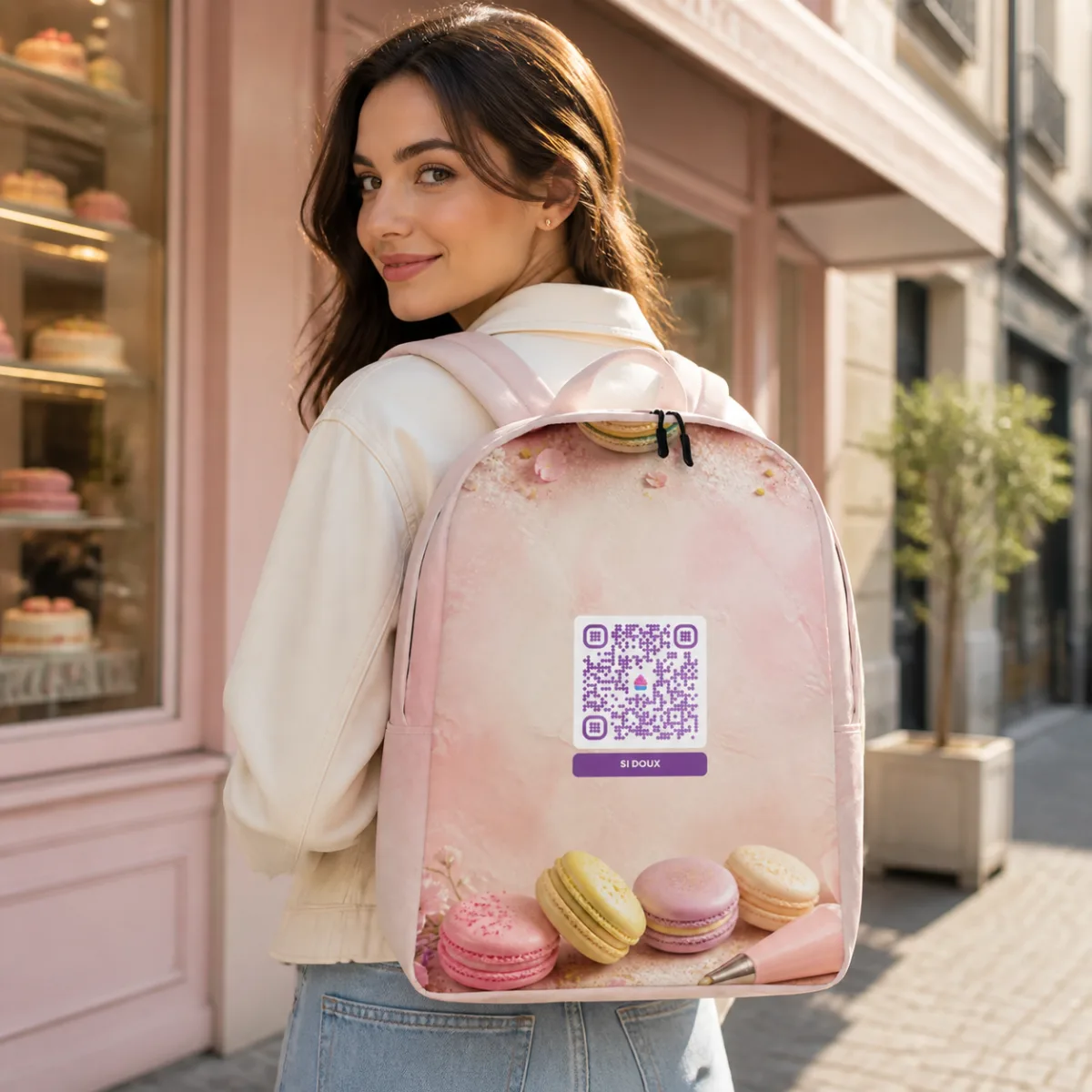 Sac à dos QR code personnalisé — impression all-over