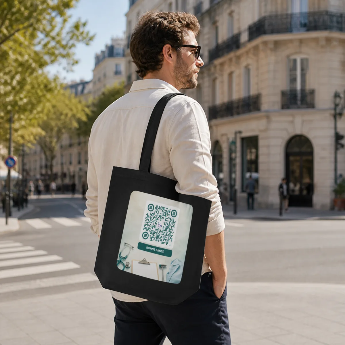 Tote bag QR code personnalisé — coton bio certifié