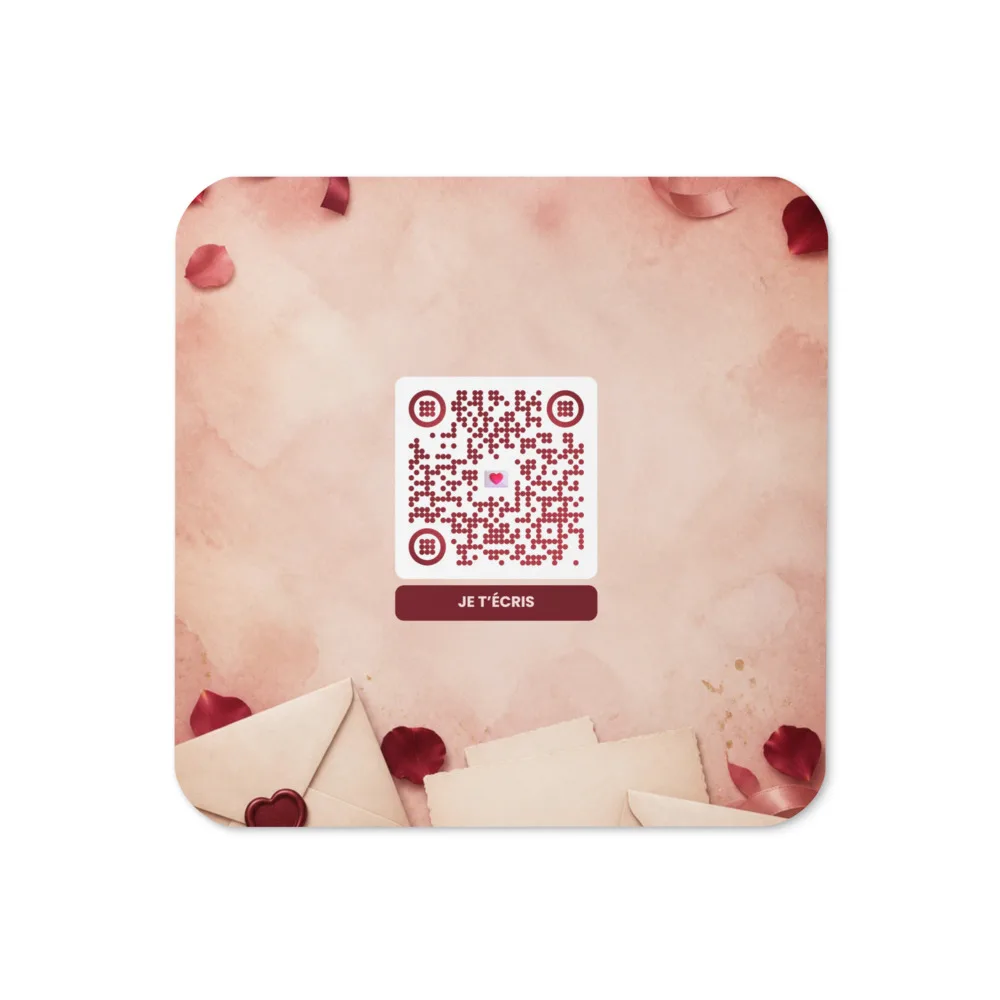 Sous-verre QR code personnalisé — liège, 9,5 × 9,5 cm