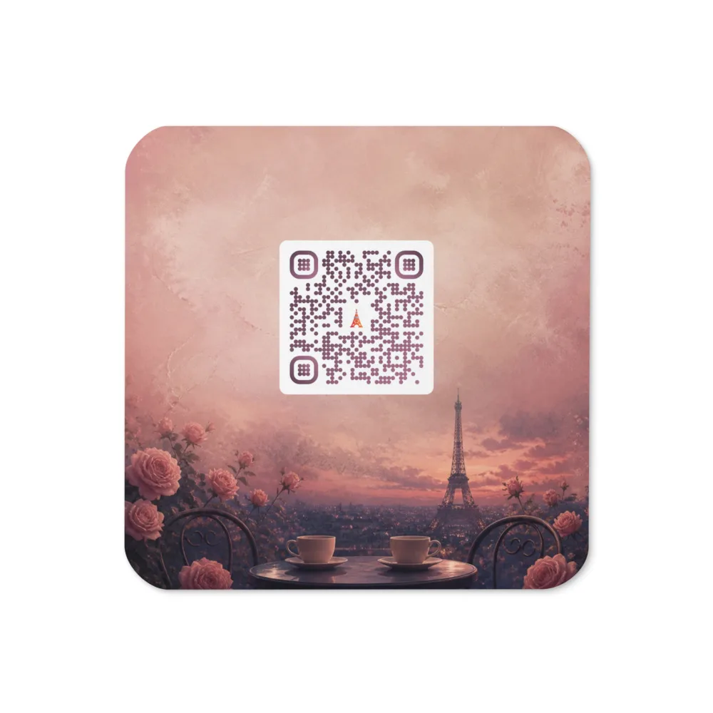 Sous-verre QR code personnalisé — liège, 9,5 × 9,5 cm