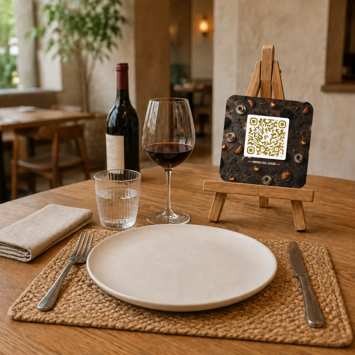 Sous-verre QR code personnalisé — liège, 9,5 × 9,5 cm
