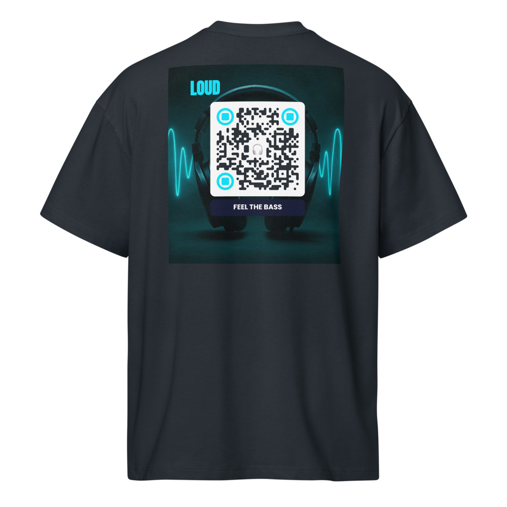 T-shirt boxy QR code personnalisé homme — coupe carrée 90s