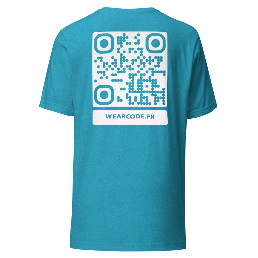 T-shirt QR Code Personnalisé — Bella+Canvas 3001 — Aqua Chiné